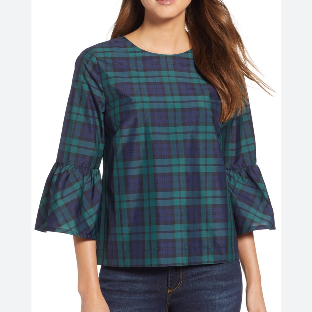 Vineyard vines black watch silk blend top. Size 12